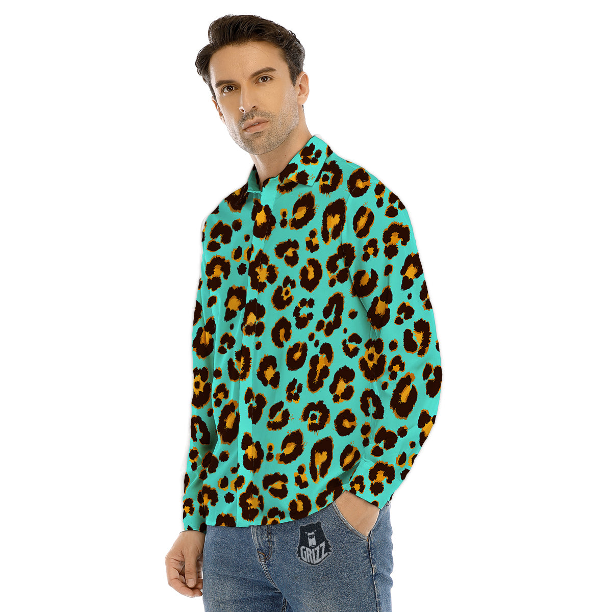 Leopard Pink And Purple Print Men's Dress Shirts-grizzshop