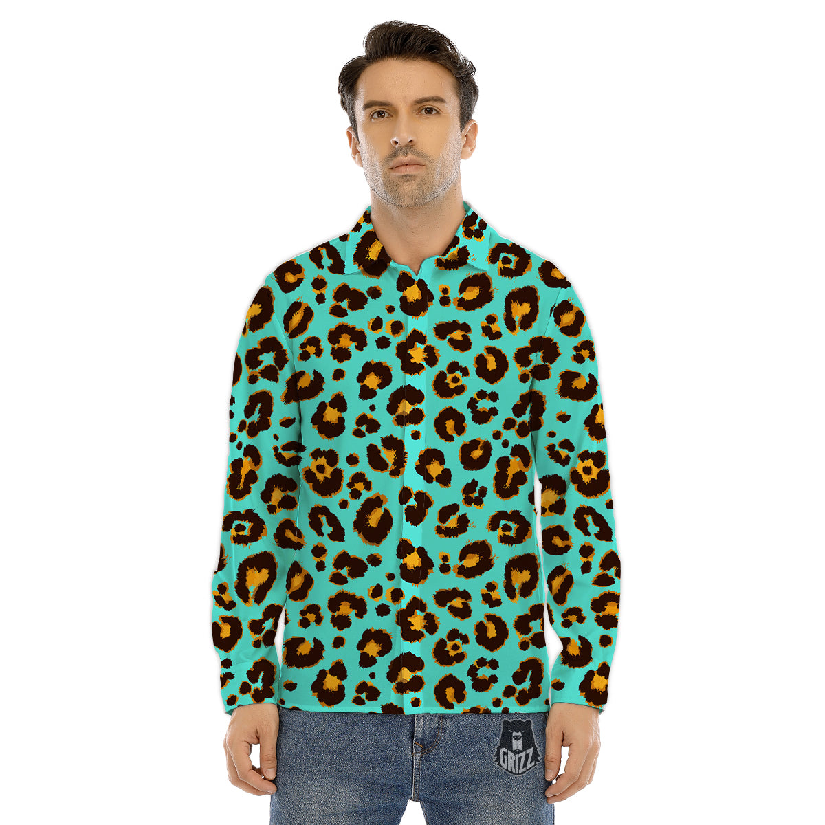 Leopard Pink And Purple Print Men's Dress Shirts-grizzshop