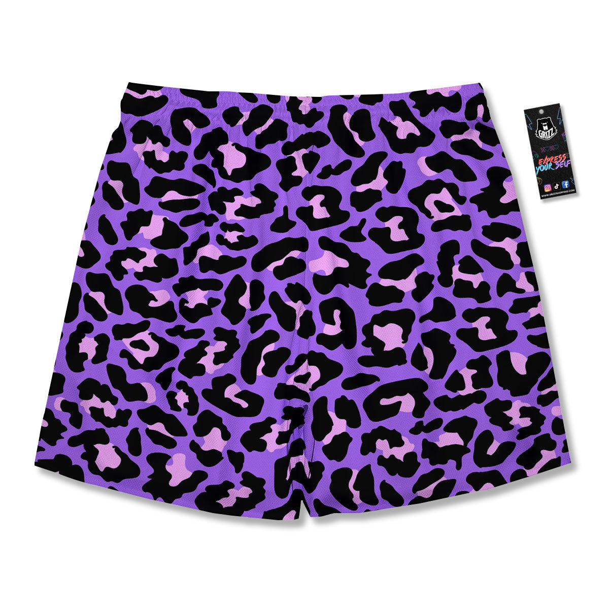 Leopard Pink And Purple Print Men's Running Shorts-grizzshop