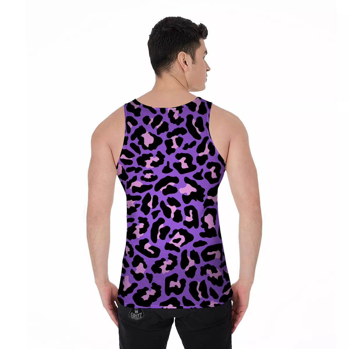 Leopard Pink And Purple Print Men's Tank Top-grizzshop