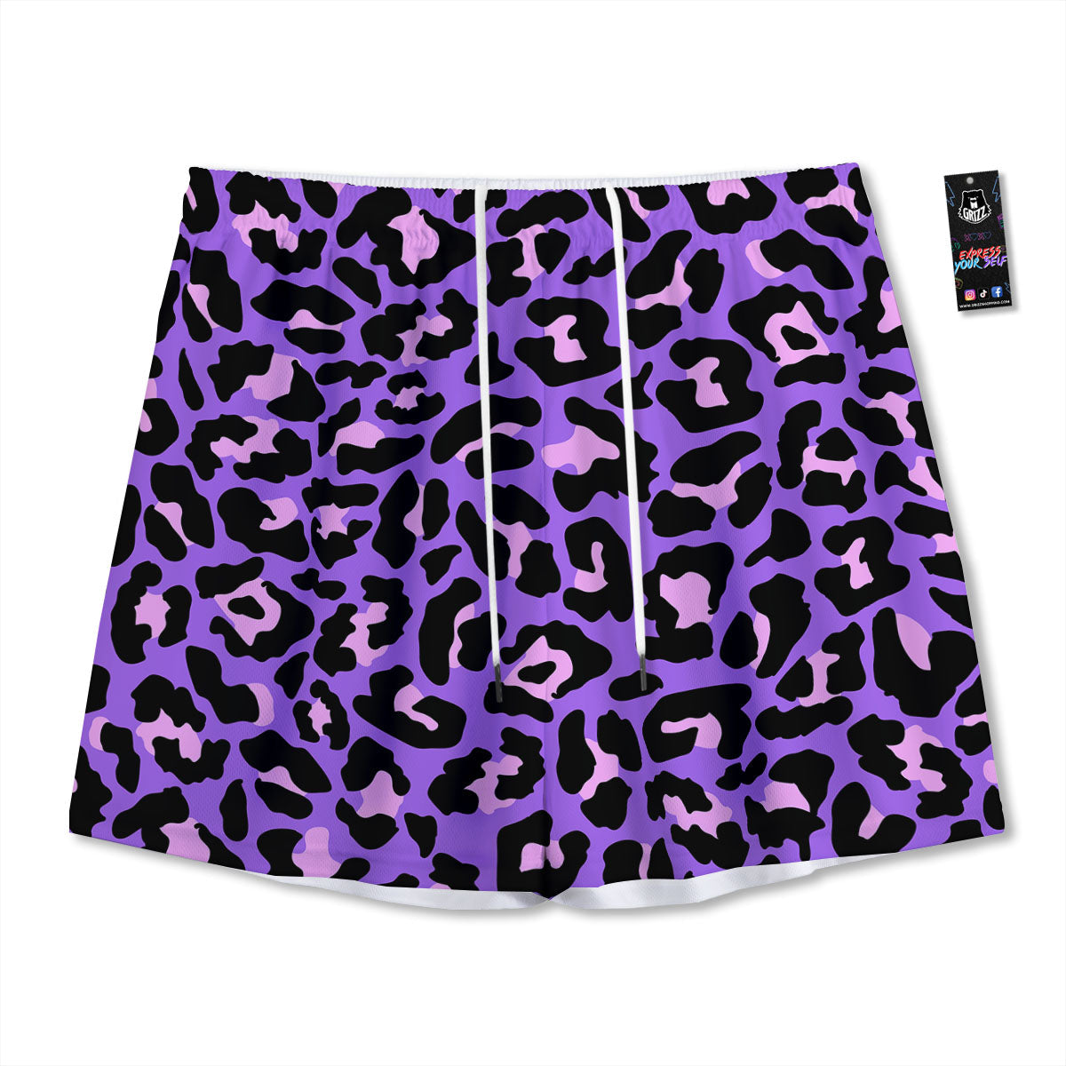 Leopard Pink And Purple Print Mesh Shorts