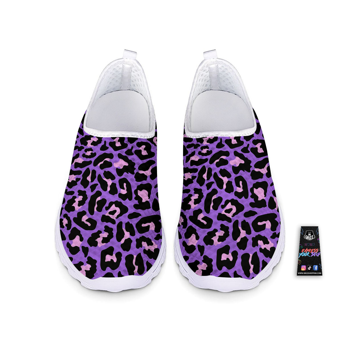 Leopard Pink And Purple Print Nurse Shoes-grizzshop