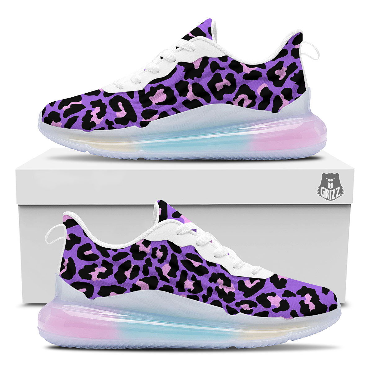 Leopard Pink And Purple Print Running Sneakers-grizzshop