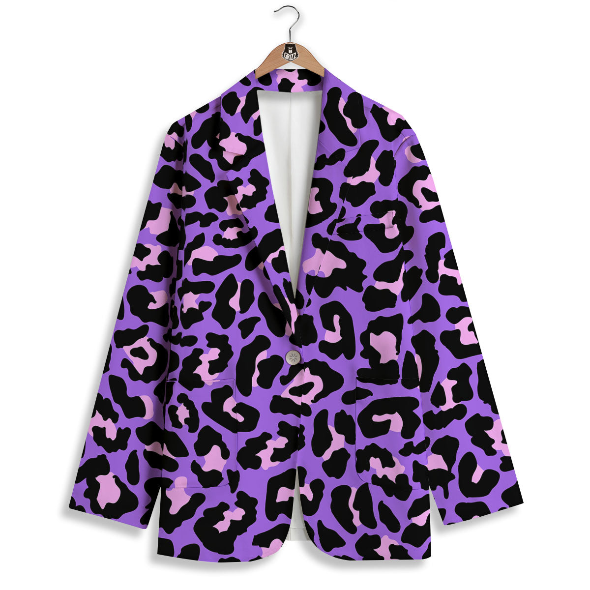 Leopard Pink And Purple Print Women's Blazer-grizzshop