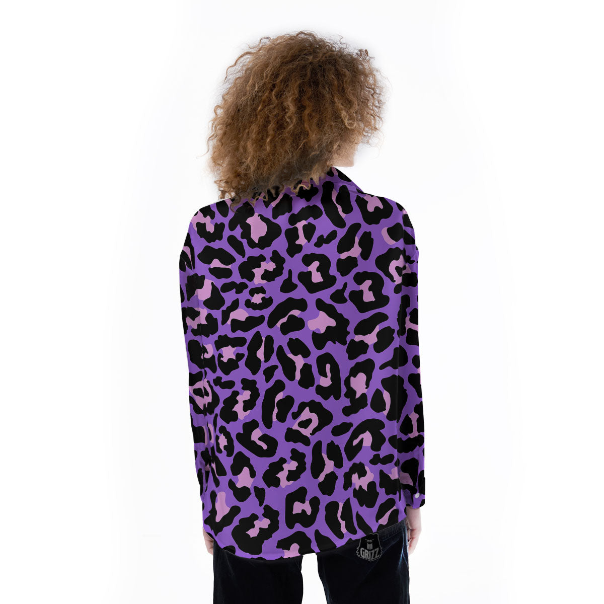 Leopard Pink And Purple Print Women's Long Sleeve Shirts-grizzshop