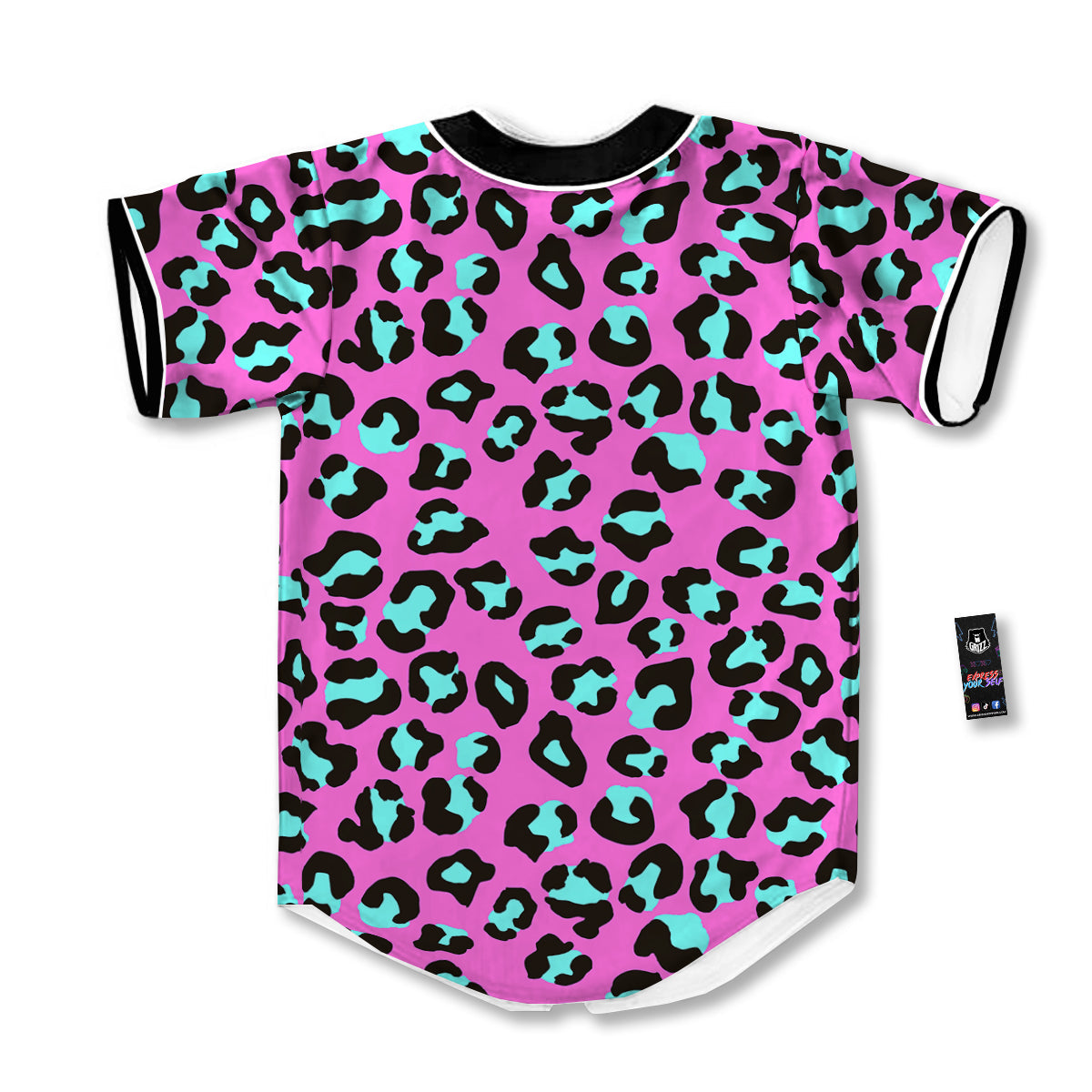 Leopard Pink And Turquoise Print Pattern Baseball Jersey-grizzshop