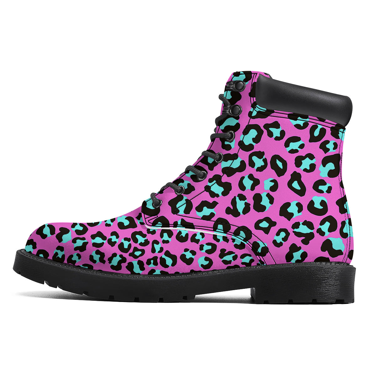 Leopard Pink And Turquoise Print Pattern Boots-grizzshop