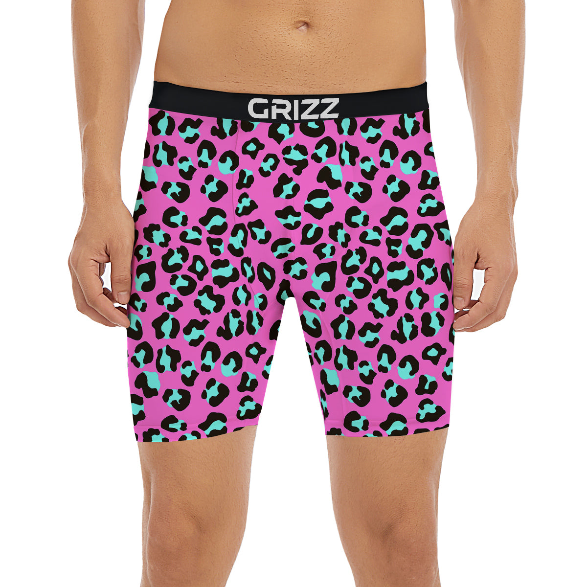 Leopard Pink And Turquoise Print Pattern Boxer Briefs-grizzshop