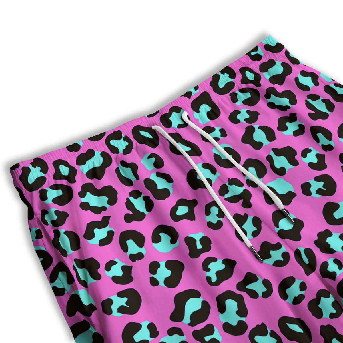 Leopard Pink And Turquoise Print Pattern Men's Athletic Shorts