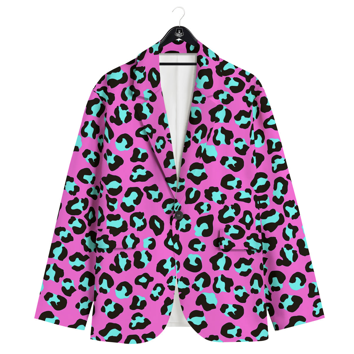Leopard Pink And Turquoise Print Pattern Men's Sport Coat-grizzshop