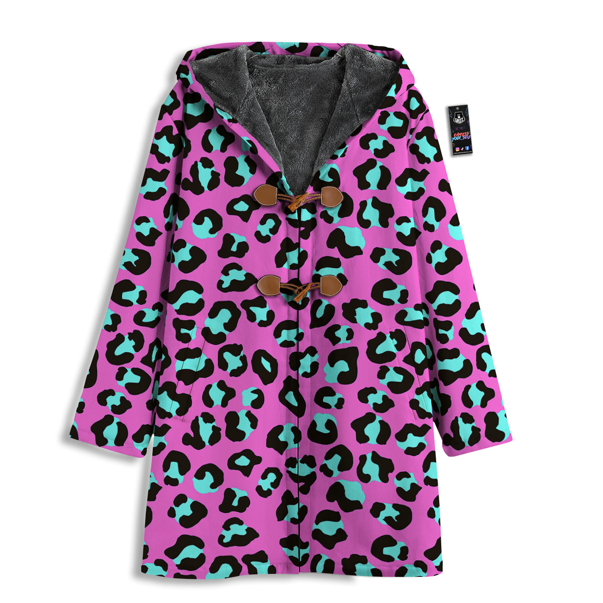 Leopard Pink And Turquoise Print Pattern Men's Windbreaker Jacket-grizzshop