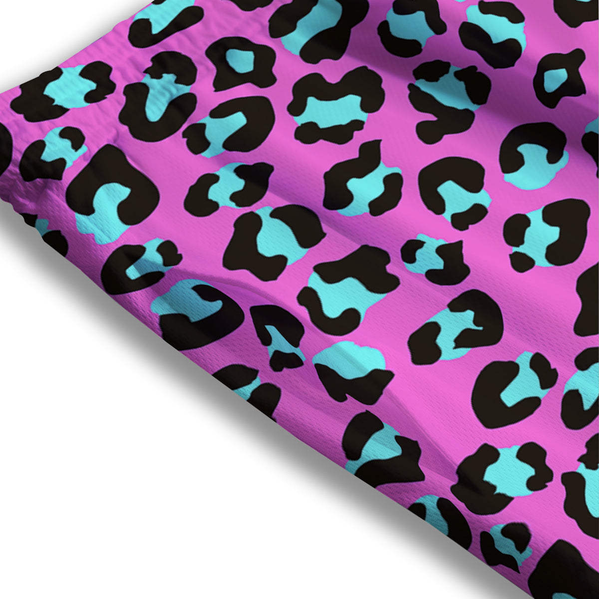 Leopard Pink And Turquoise Print Pattern Mesh Shorts