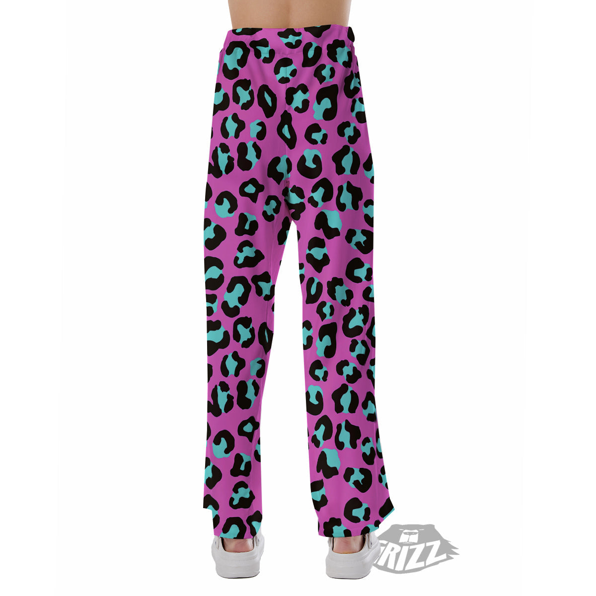 Leopard Pink And Turquoise Print Pattern Pajama Pants-grizzshop
