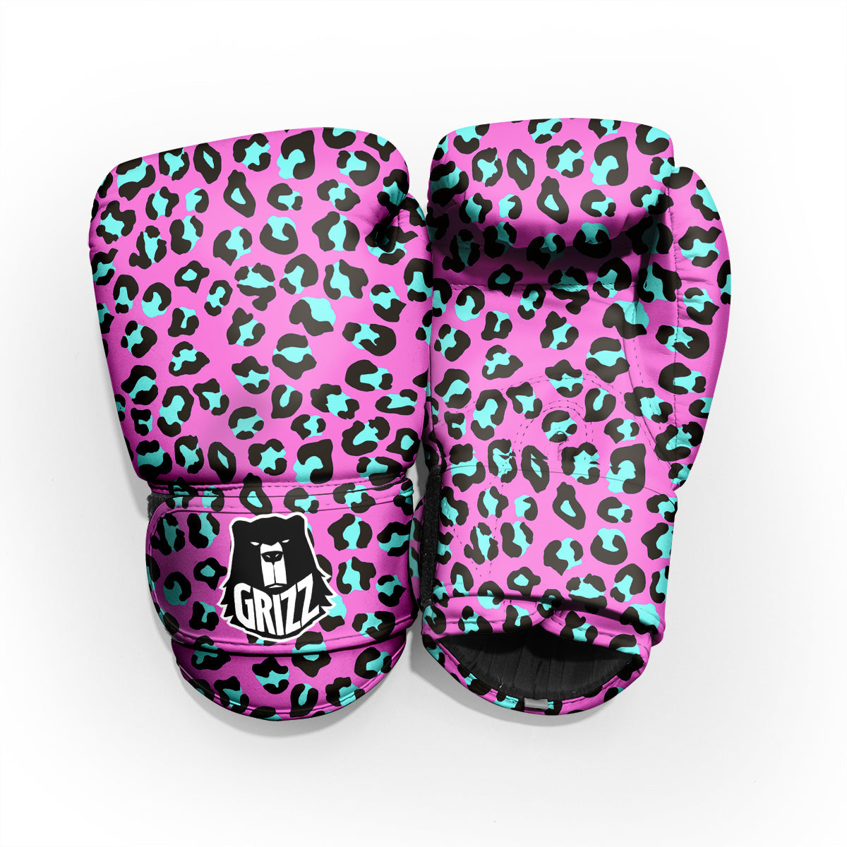 Leopard Pink And Turquoise Print Pattern Pro Boxing Glove