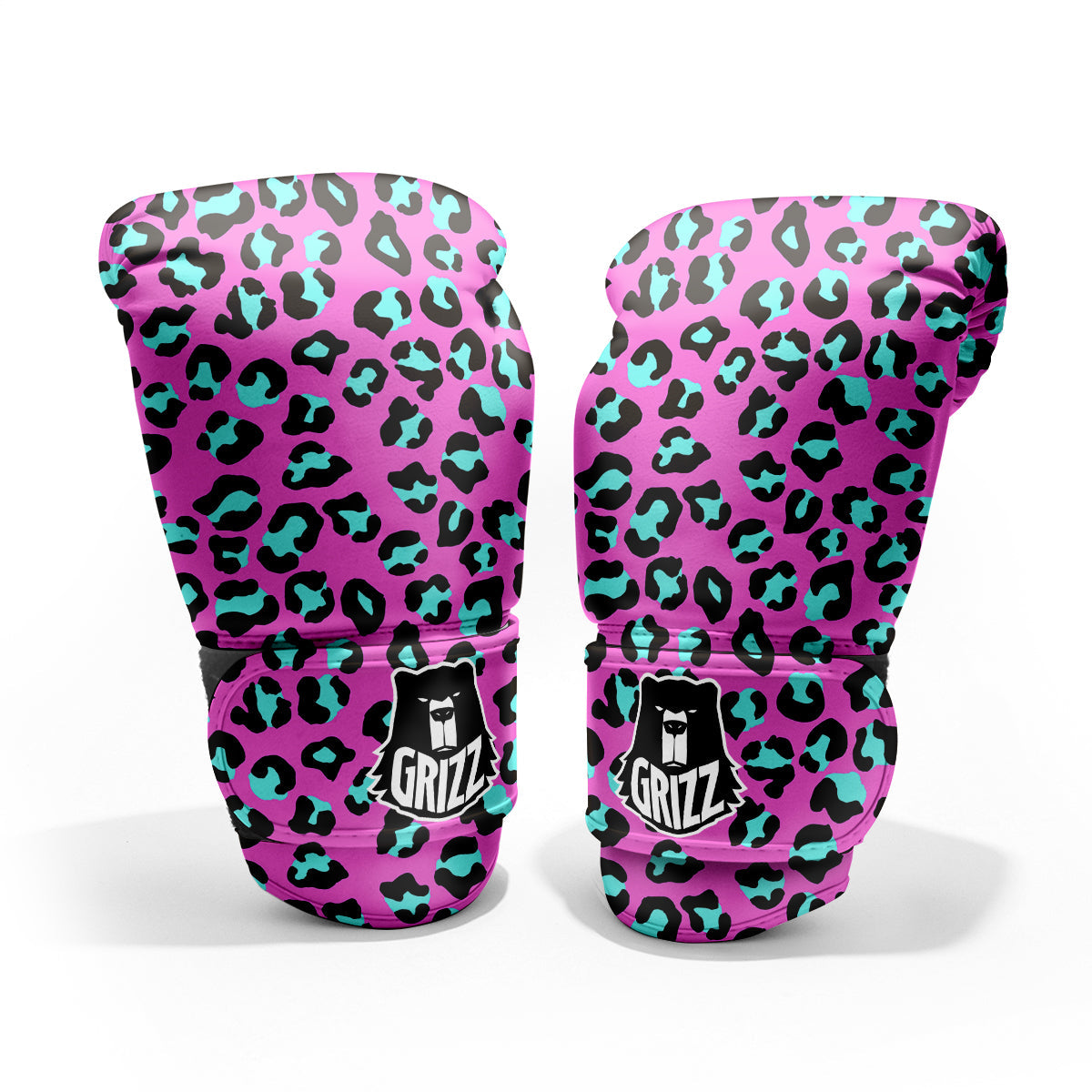 Leopard Pink And Turquoise Print Pattern Pro Boxing Glove
