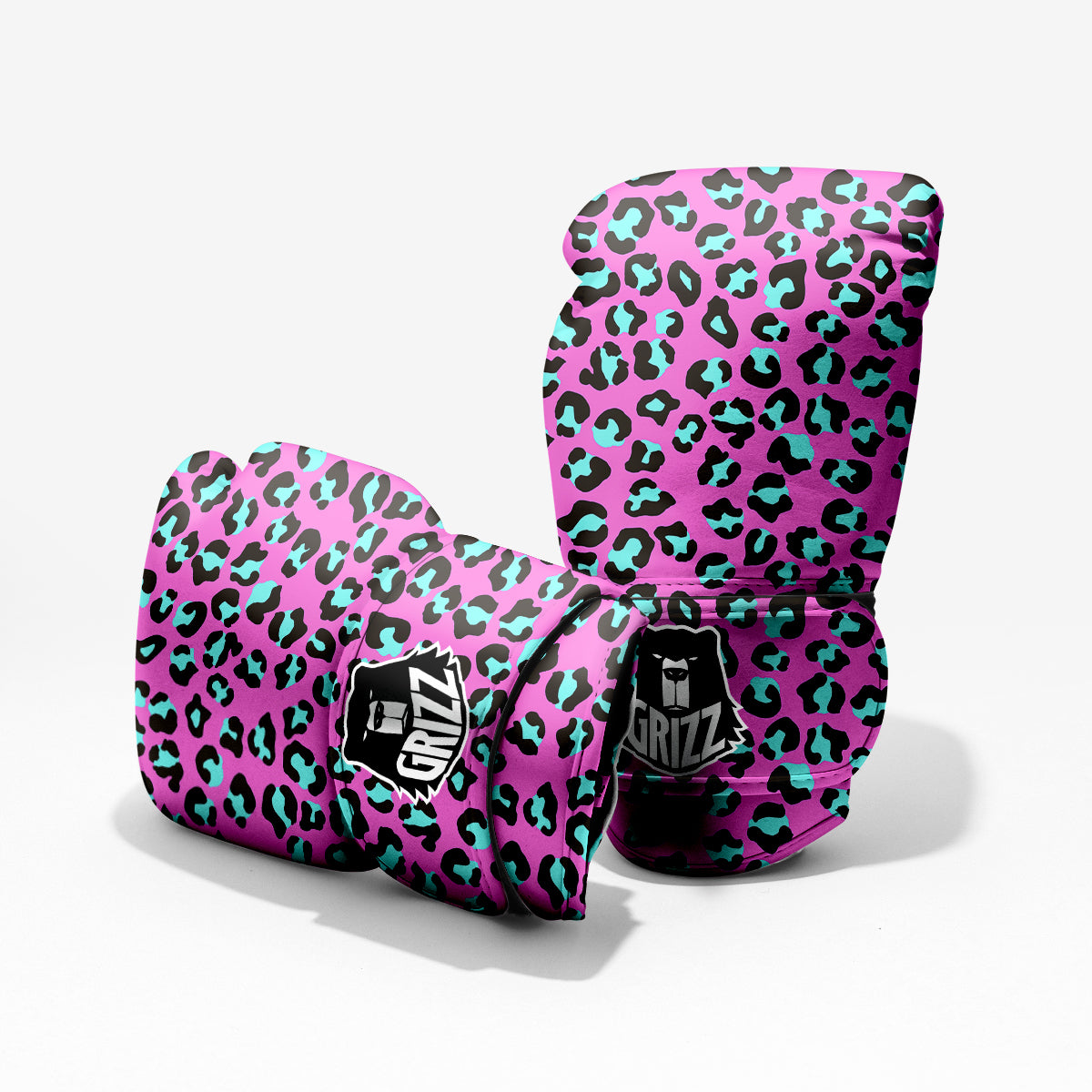 Leopard Pink And Turquoise Print Pattern Pro Boxing Glove