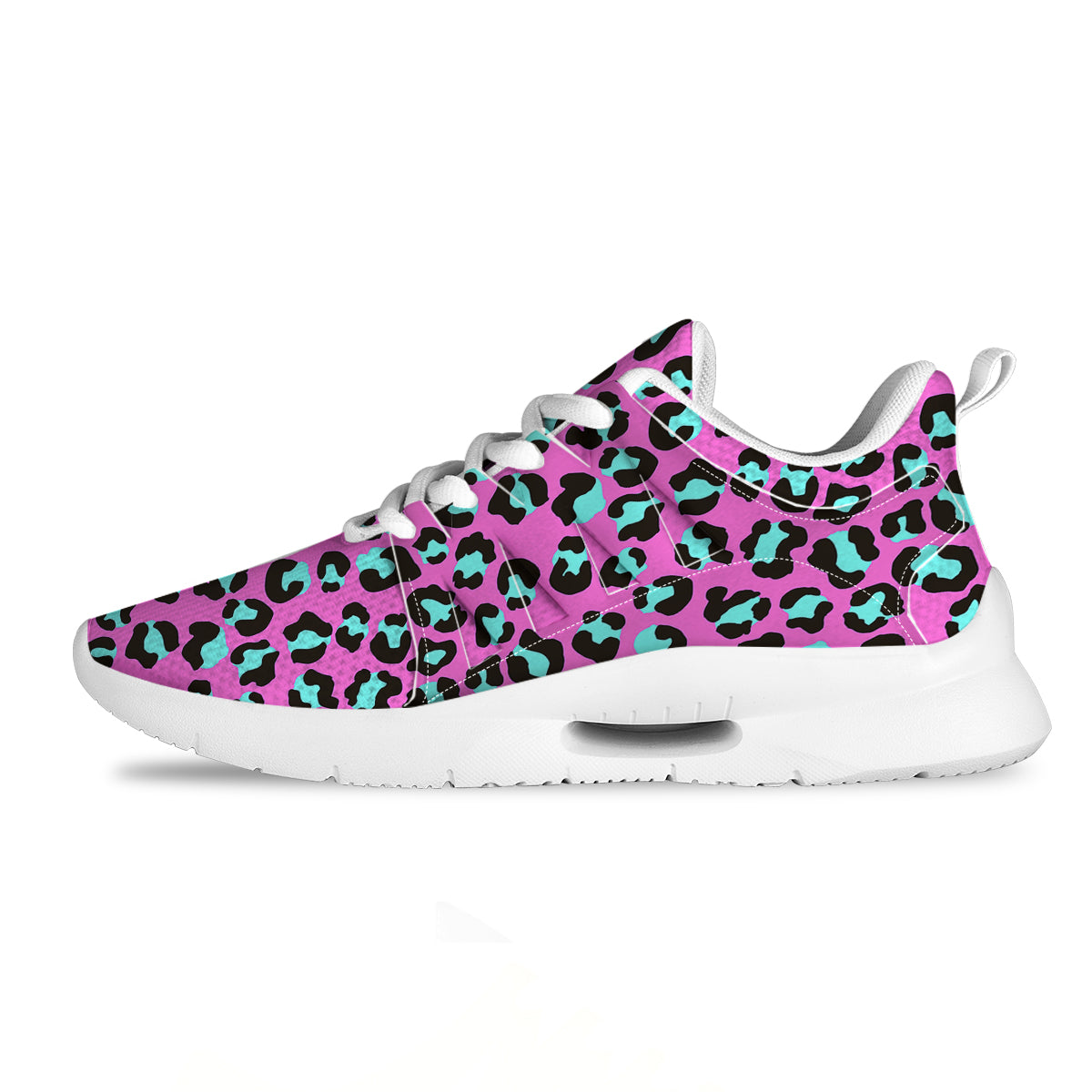 Leopard Pink And Turquoise Print Pattern Tennis Shoes-grizzshop