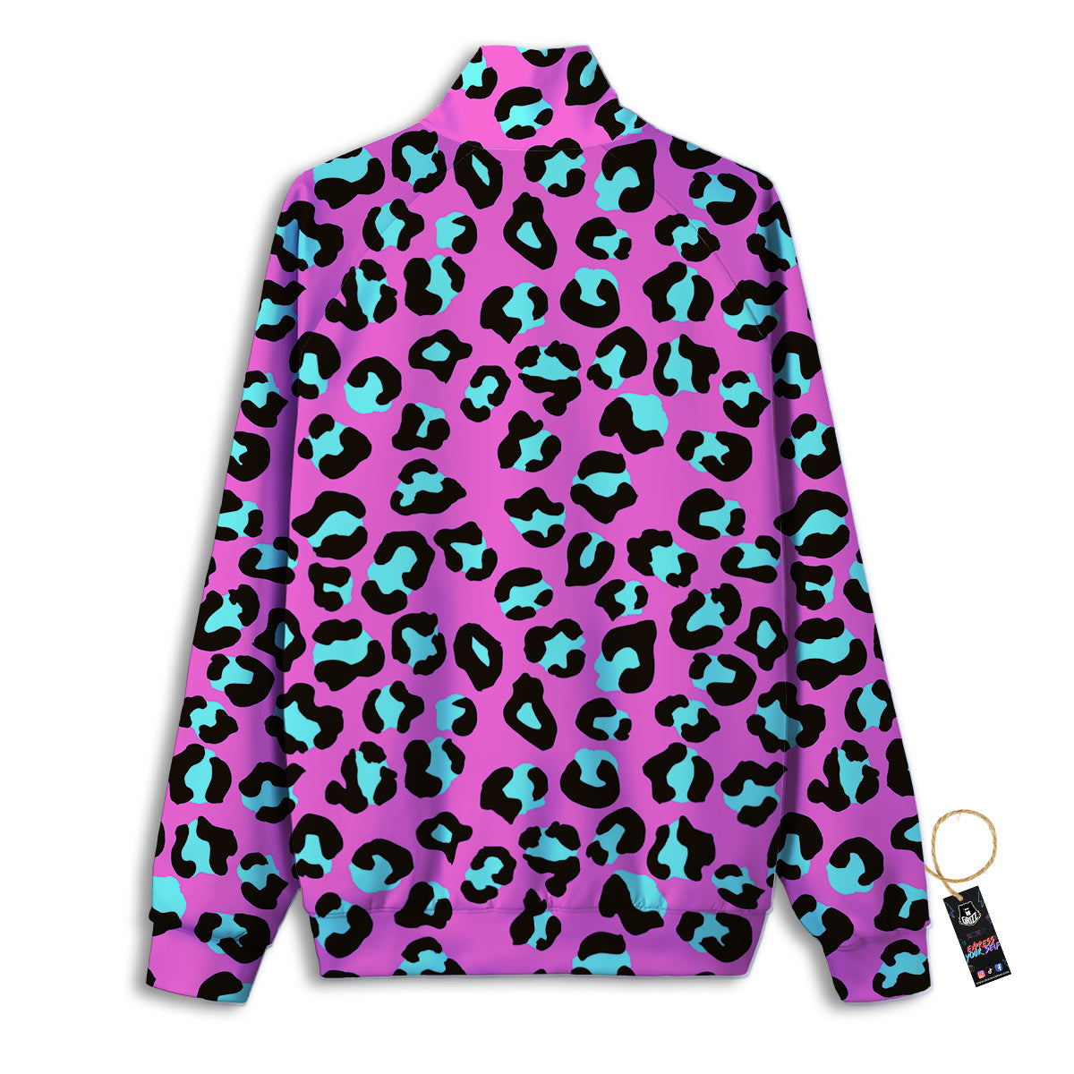 Leopard Pink And Turquoise Print Pattern Track Jacket-grizzshop
