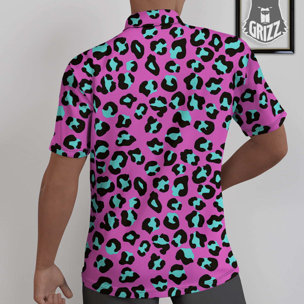 Leopard Pink And Turquoise Print Pattern Untucked Shirts-grizzshop