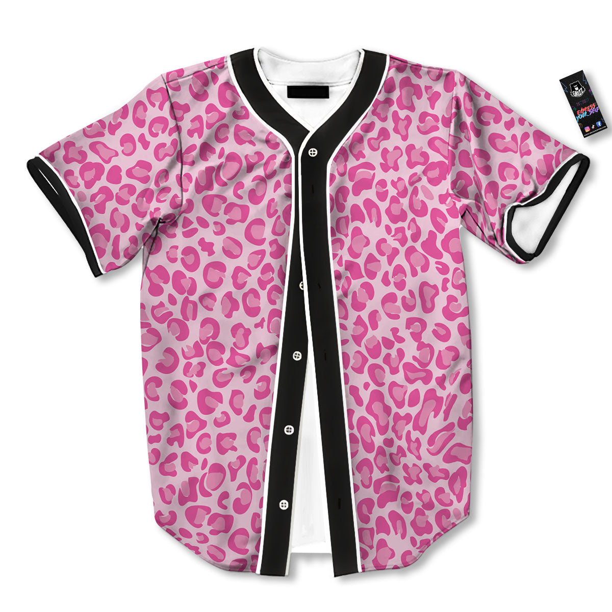 Leopard Pink Print Pattern Baseball Jersey-grizzshop