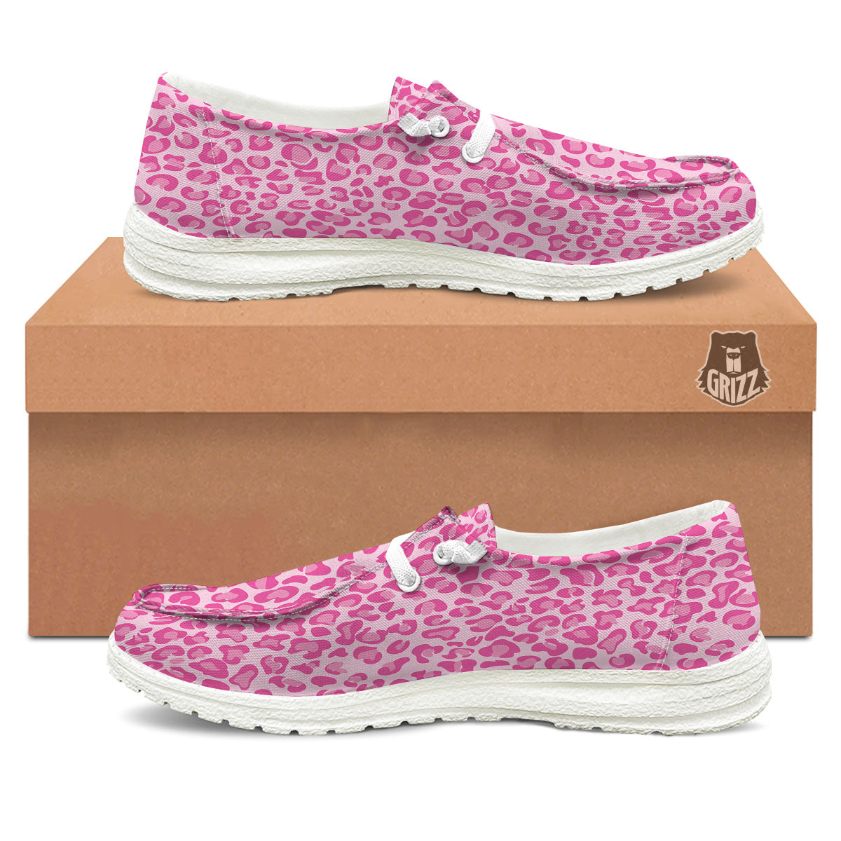 Leopard Pink Print Pattern Black Loafers-grizzshop