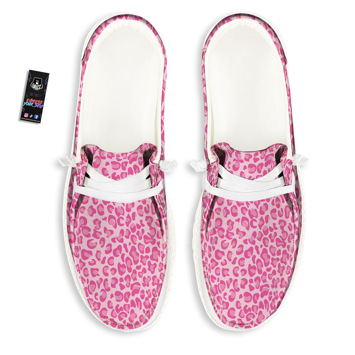 Leopard Pink Print Pattern Black Loafers-grizzshop