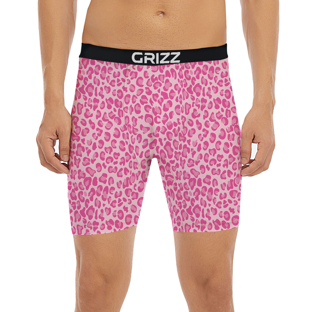 Leopard Pink Print Pattern Boxer Briefs-grizzshop