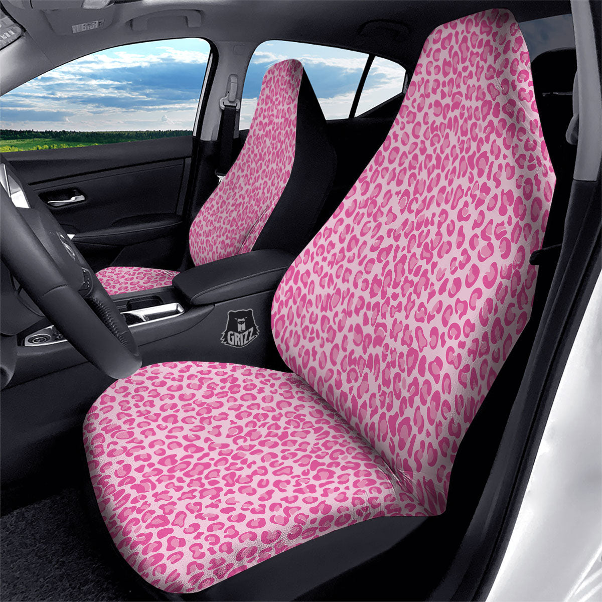 Leopard Pink Print Pattern Car Seat Covers-grizzshop