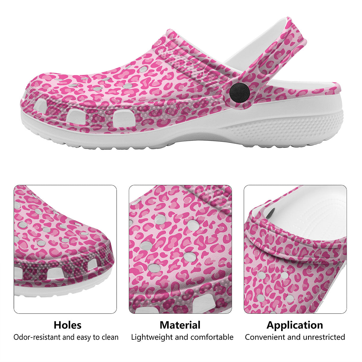 Leopard Pink Print Pattern Clog-grizzshop