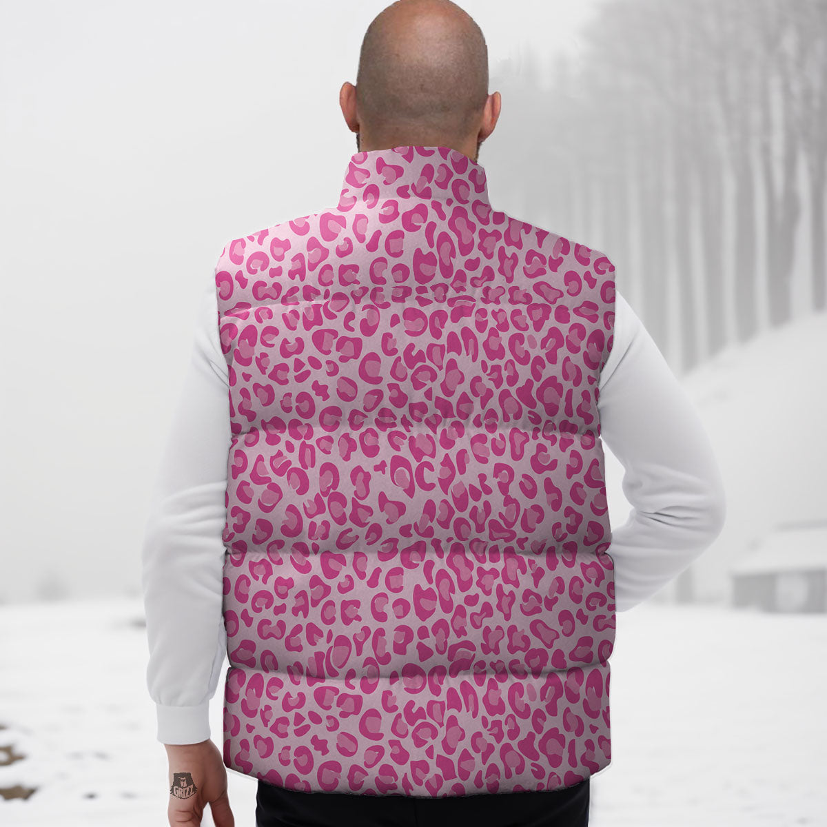 Leopard Pink Print Pattern Down Vest