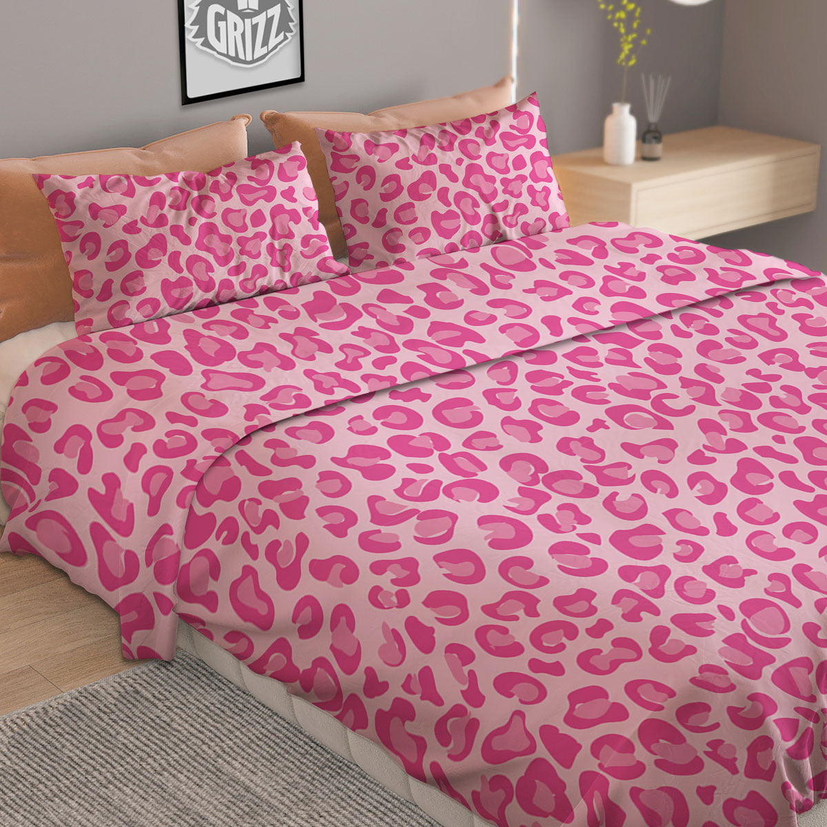 Leopard White Print Pattern Duvet Cover Bedding Set