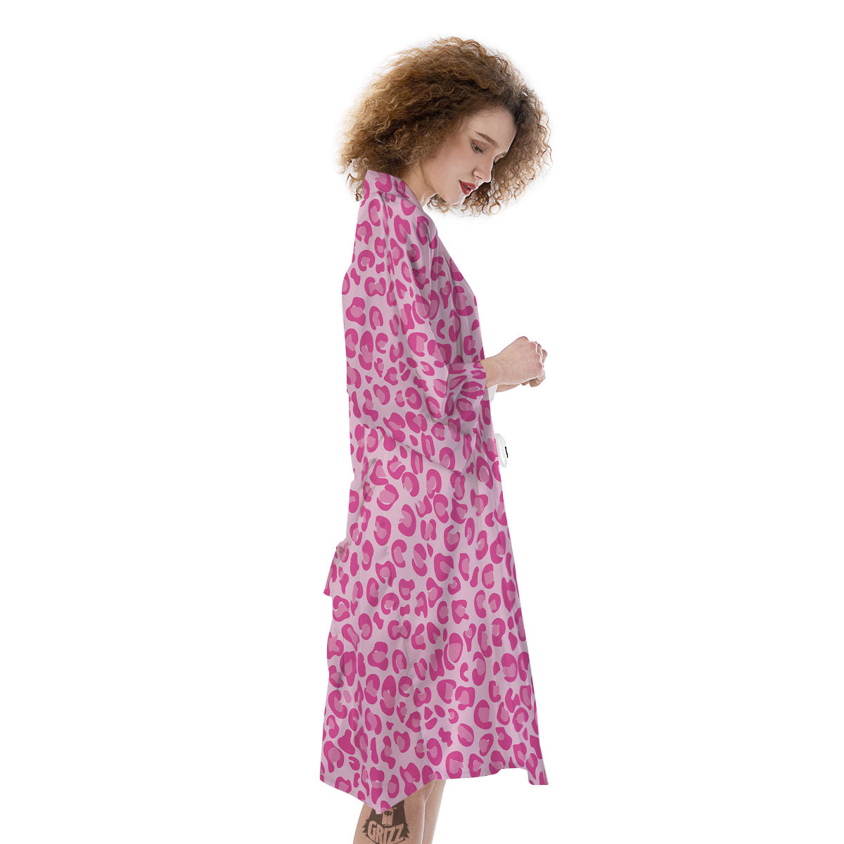 Leopard Pink Print Pattern Kimono-grizzshop