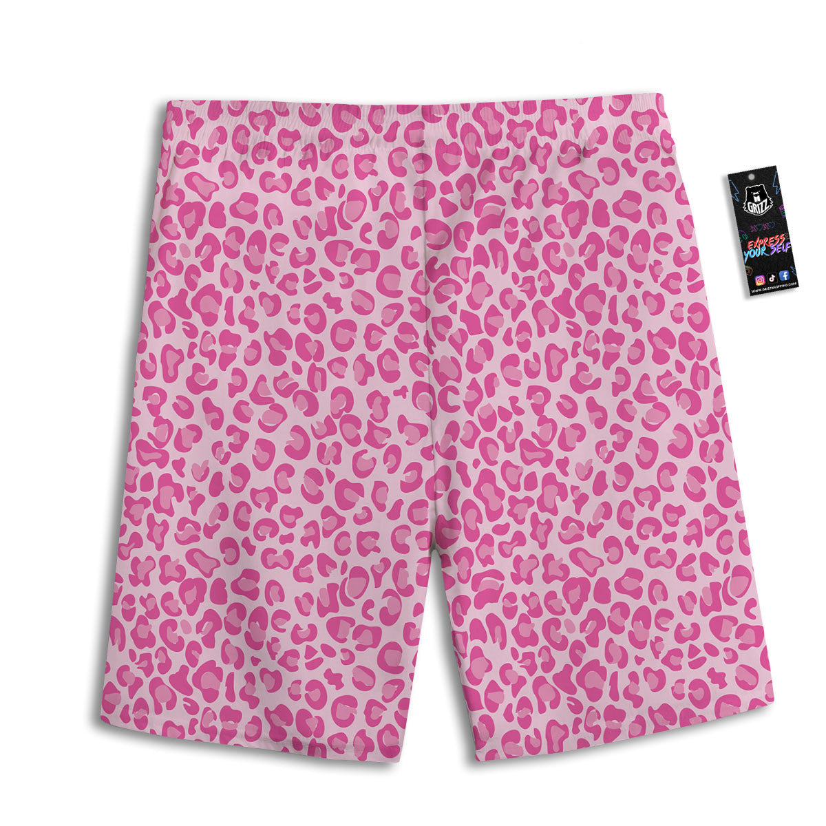 Leopard Pink Print Pattern Men's Athletic Shorts