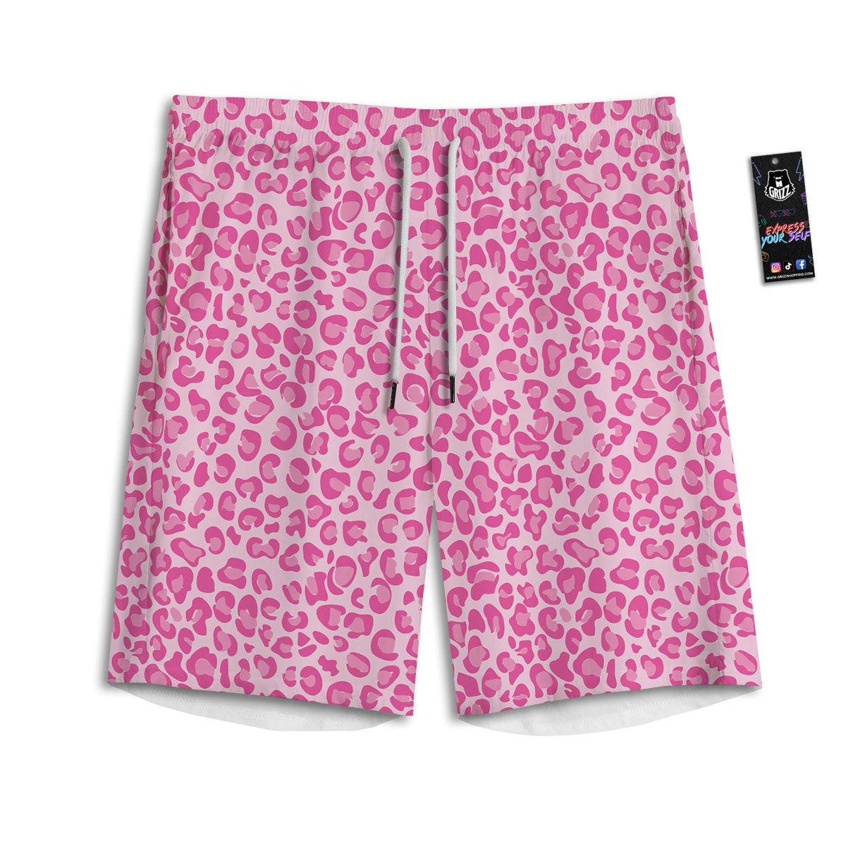Leopard Pink Print Pattern Men's Athletic Shorts
