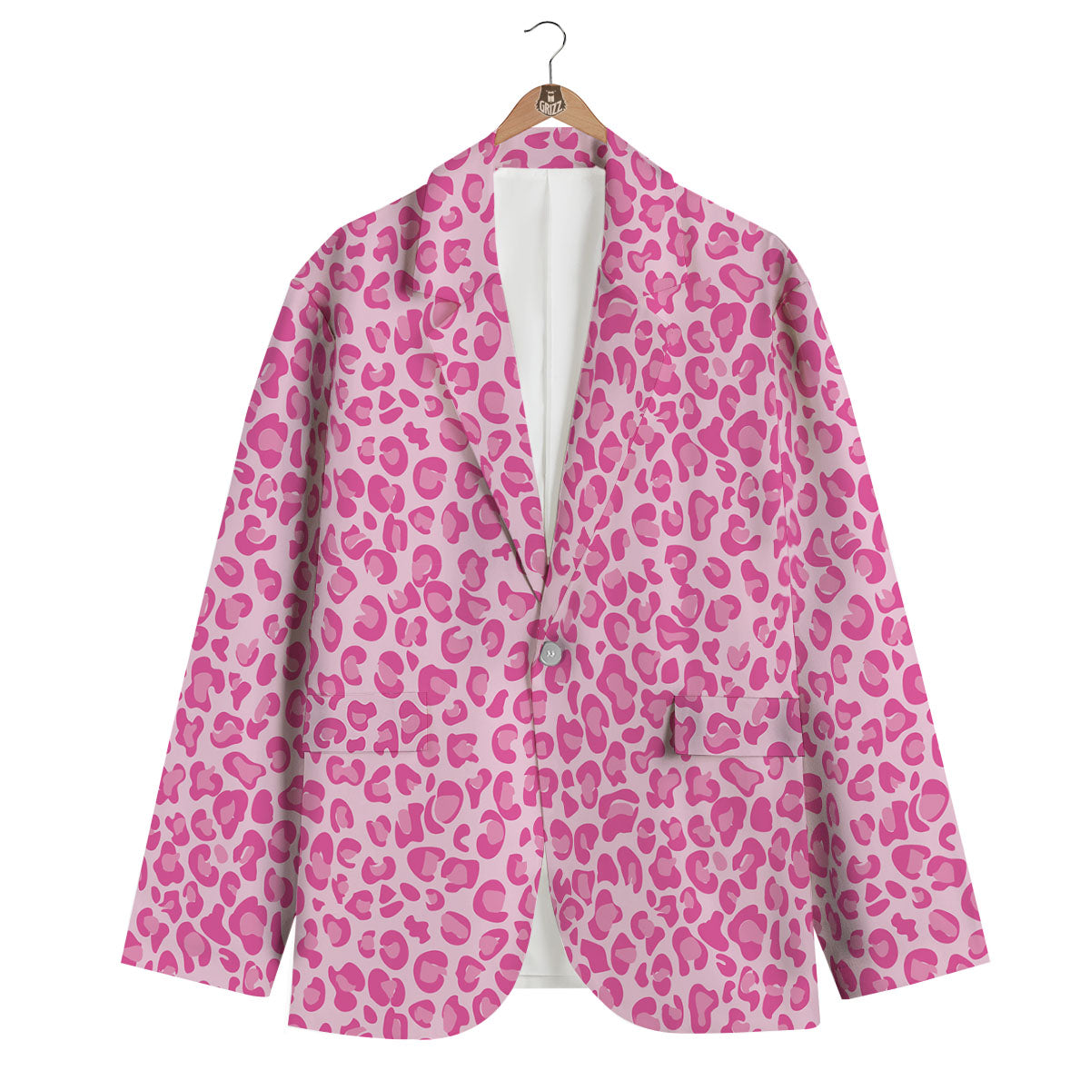 Leopard Pink Print Pattern Men's Blazer-grizzshop