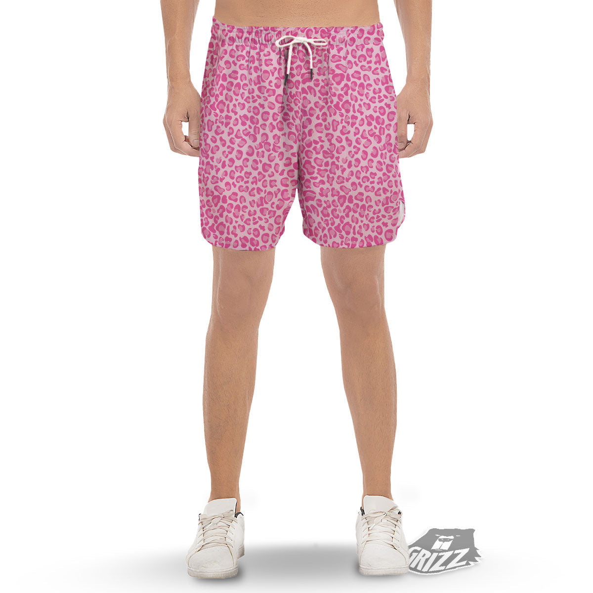 Leopard Pink Print Pattern Men's Gym Shorts-grizzshop