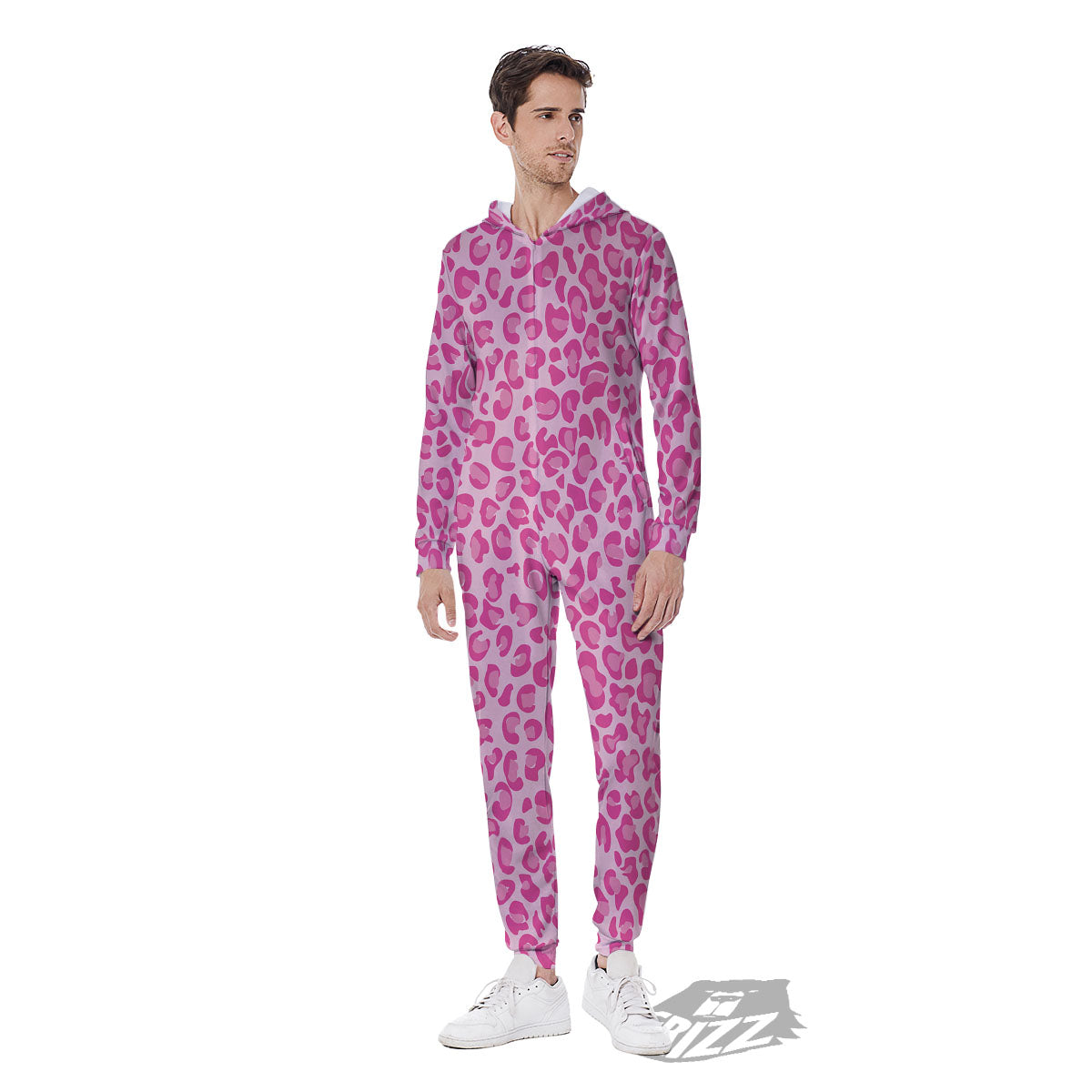 Leopard Pink Print Pattern Men's Jumpsuit-grizzshop