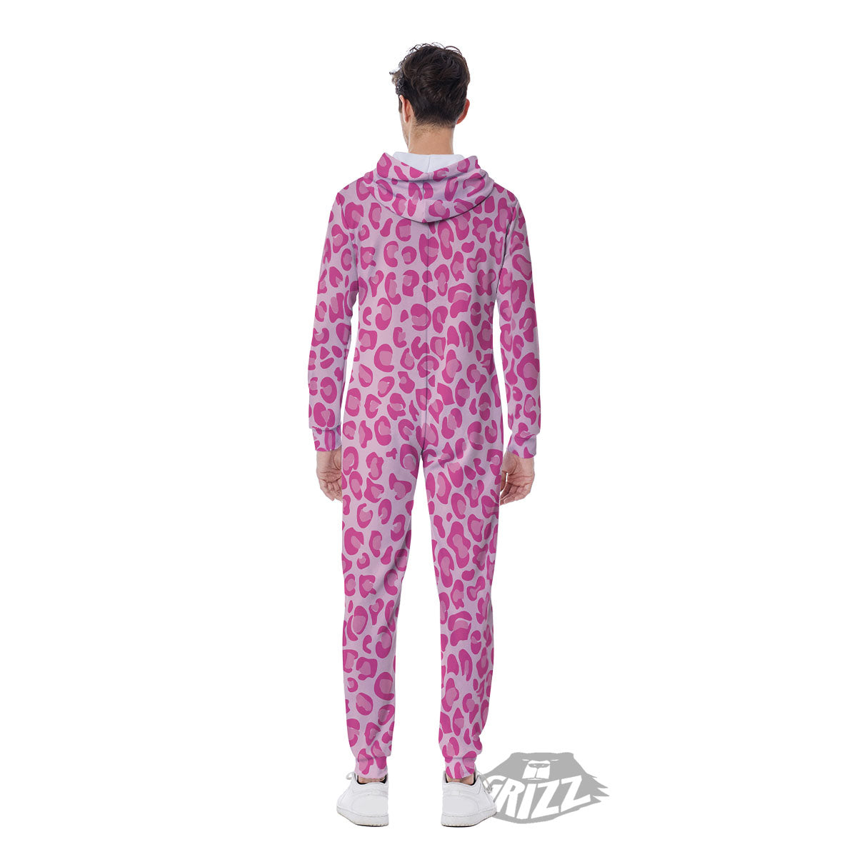 Leopard Pink Print Pattern Men's Jumpsuit-grizzshop