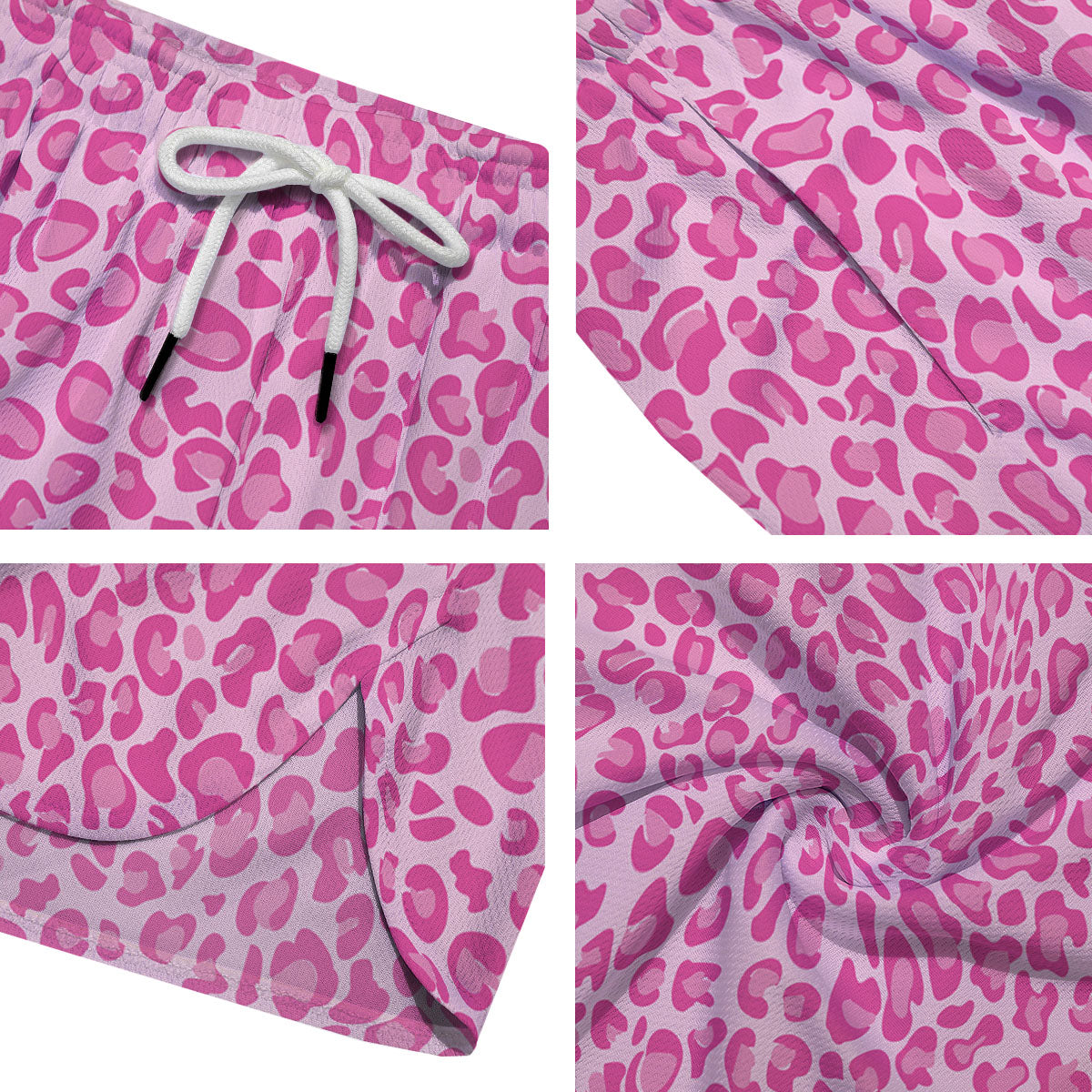 Leopard Pink Print Pattern Men's Running Shorts-grizzshop