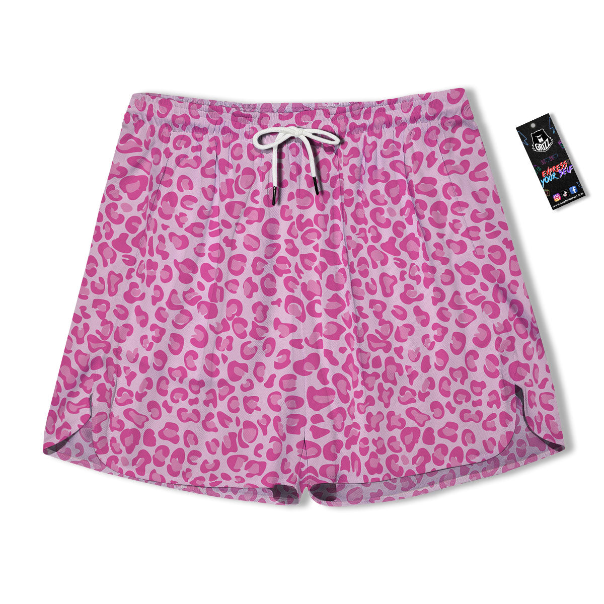 Leopard Pink Print Pattern Men's Running Shorts-grizzshop