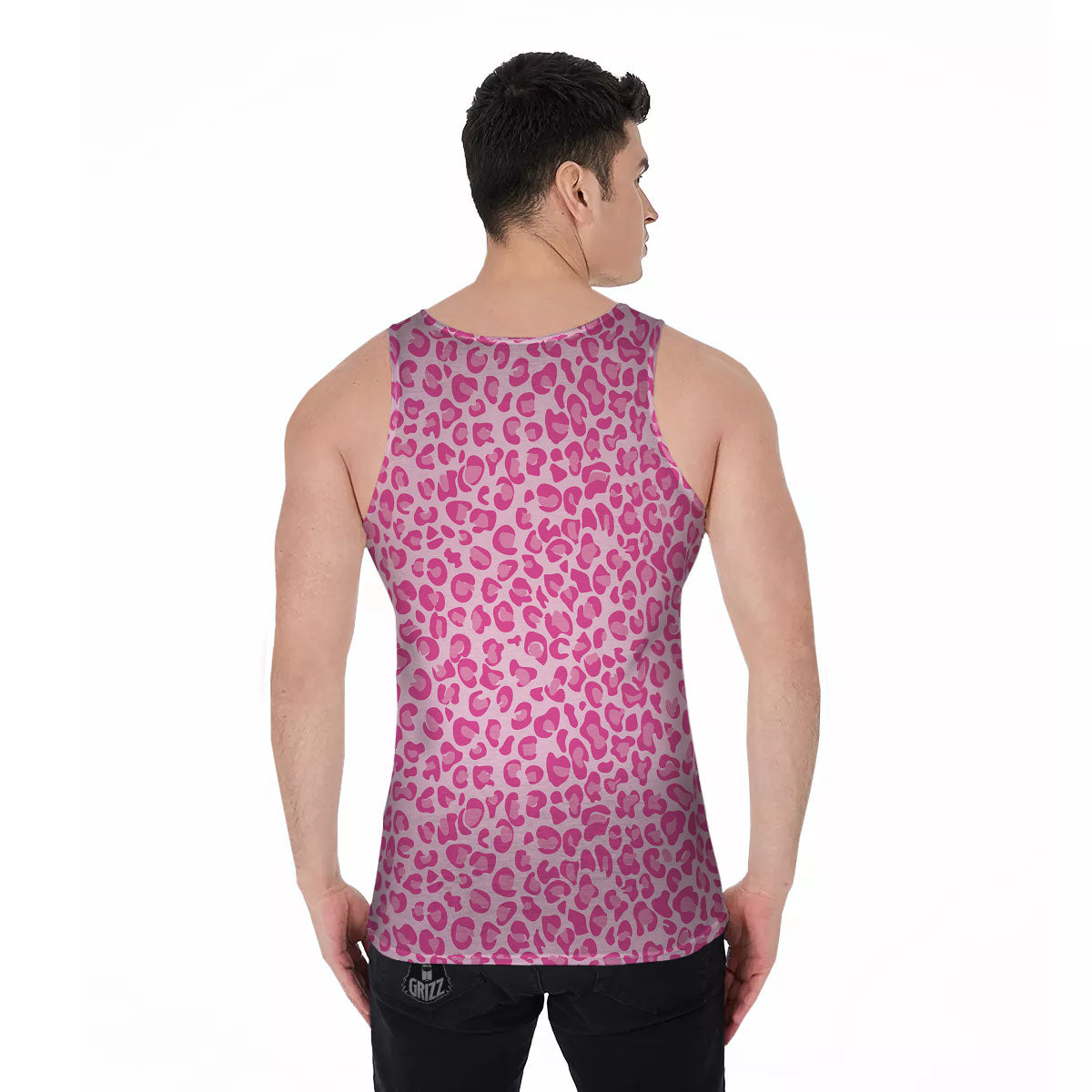 Leopard Pink Print Pattern Men's Tank Top-grizzshop