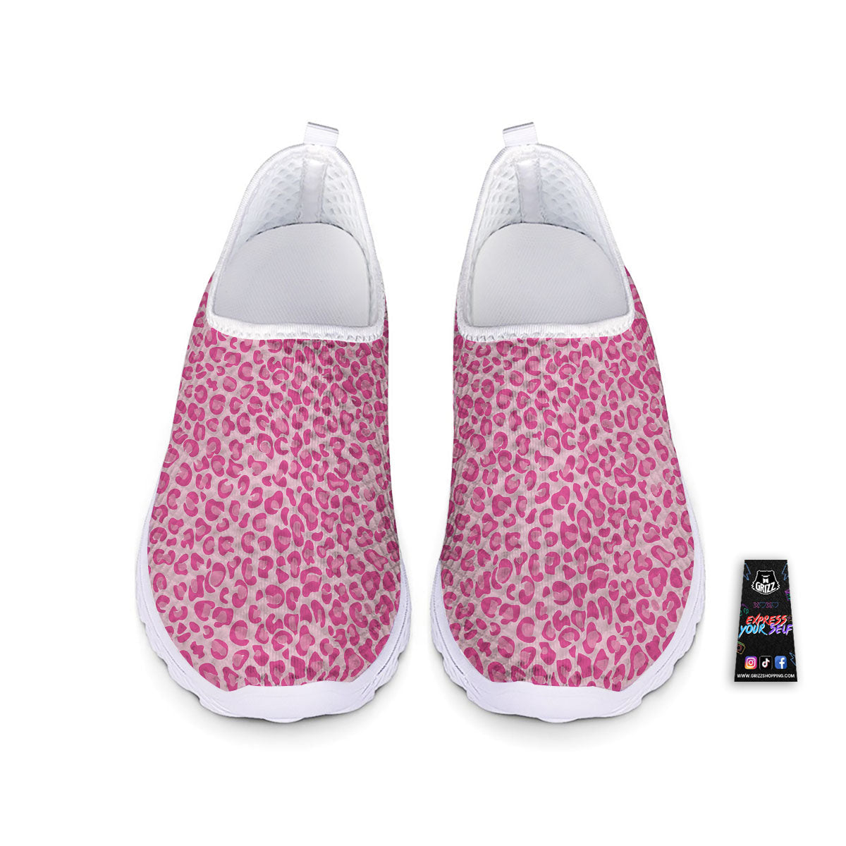 Leopard Pink Print Pattern Nurse Shoes-grizzshop