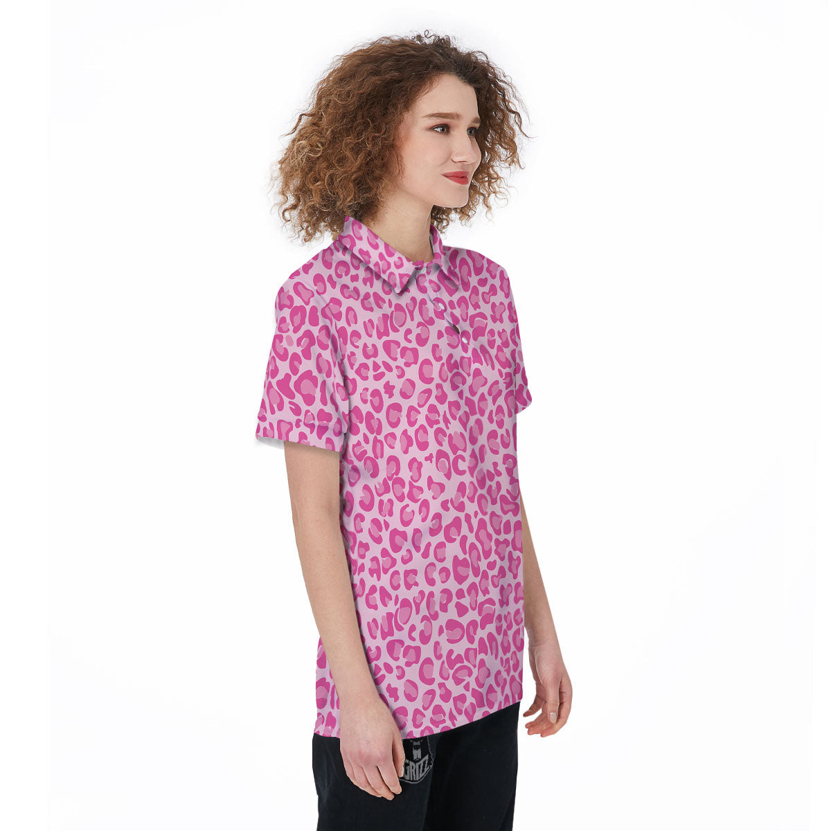 Leopard Pink Print Pattern Women's Golf Shirts-grizzshop