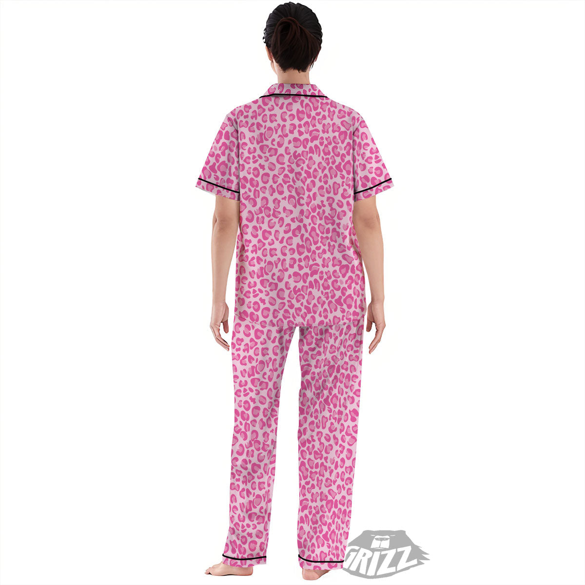 Leopard Pink Print Pattern Women's Pajamas Set-grizzshop