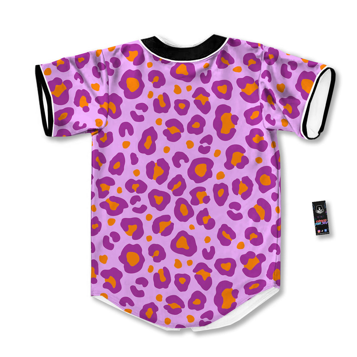 Leopard Purple And Orange Print Baseball Jersey-grizzshop