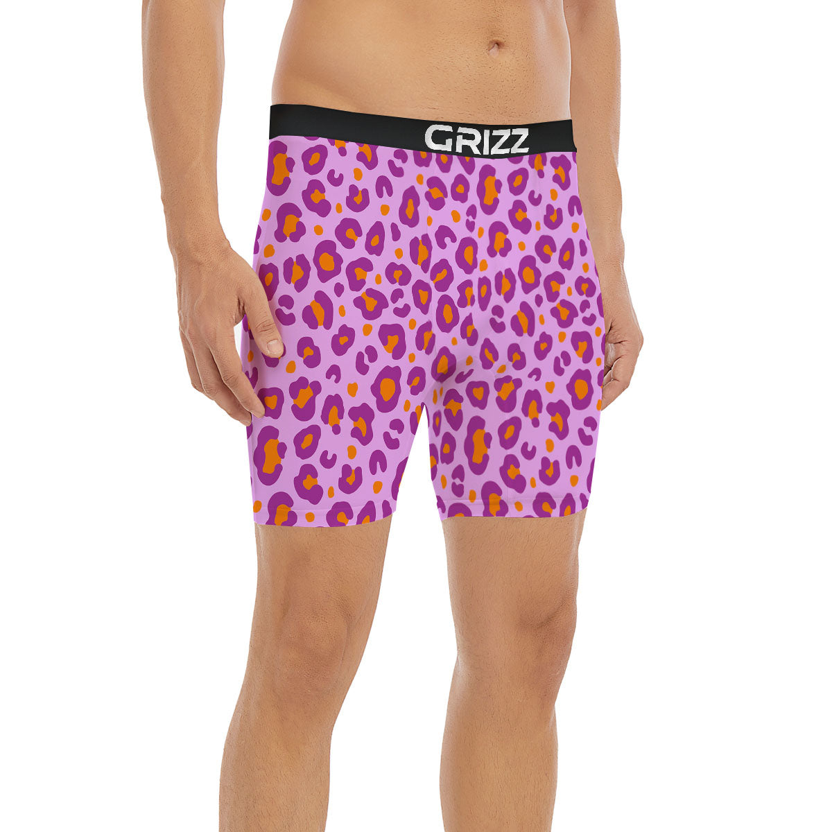 Leopard Purple And Orange Print Boxer Briefs-grizzshop