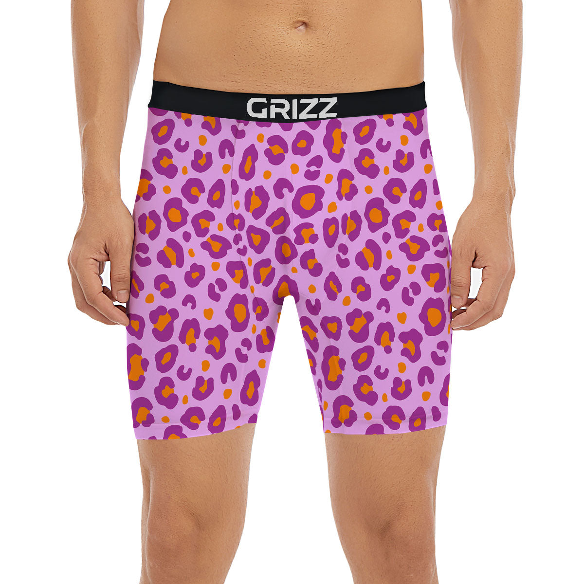 Leopard Purple And Orange Print Boxer Briefs-grizzshop