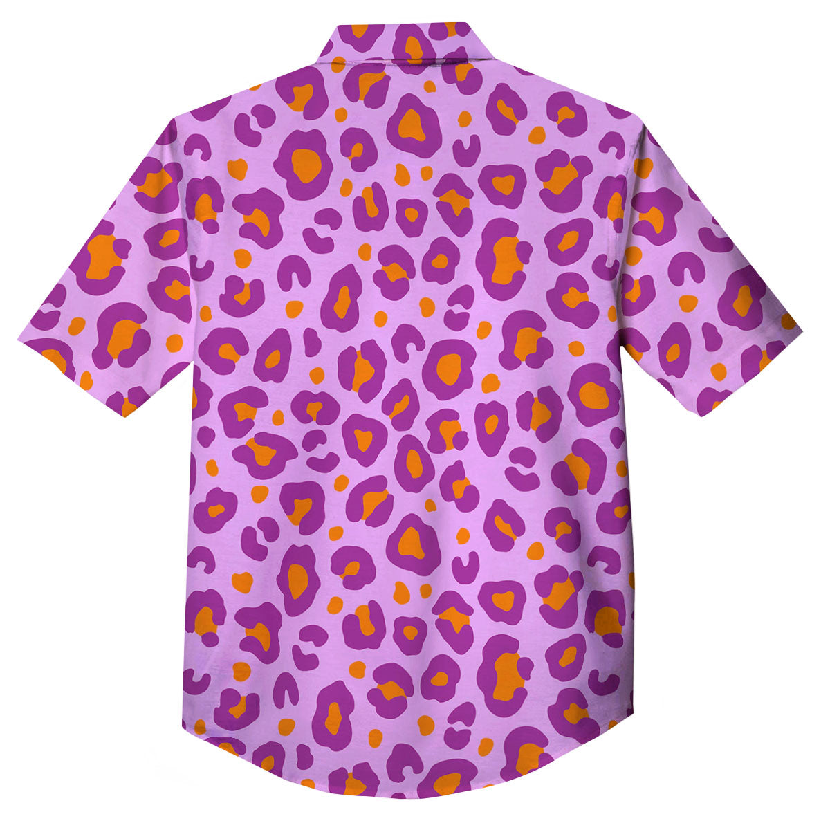 Leopard Purple And Orange Print Button Up Shirt-grizzshop