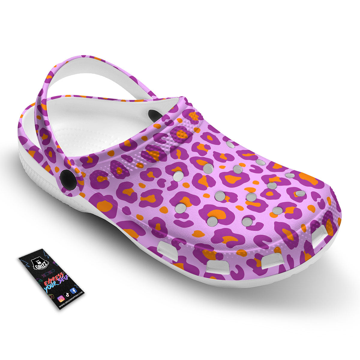Leopard Purple And Orange Print Clog-grizzshop