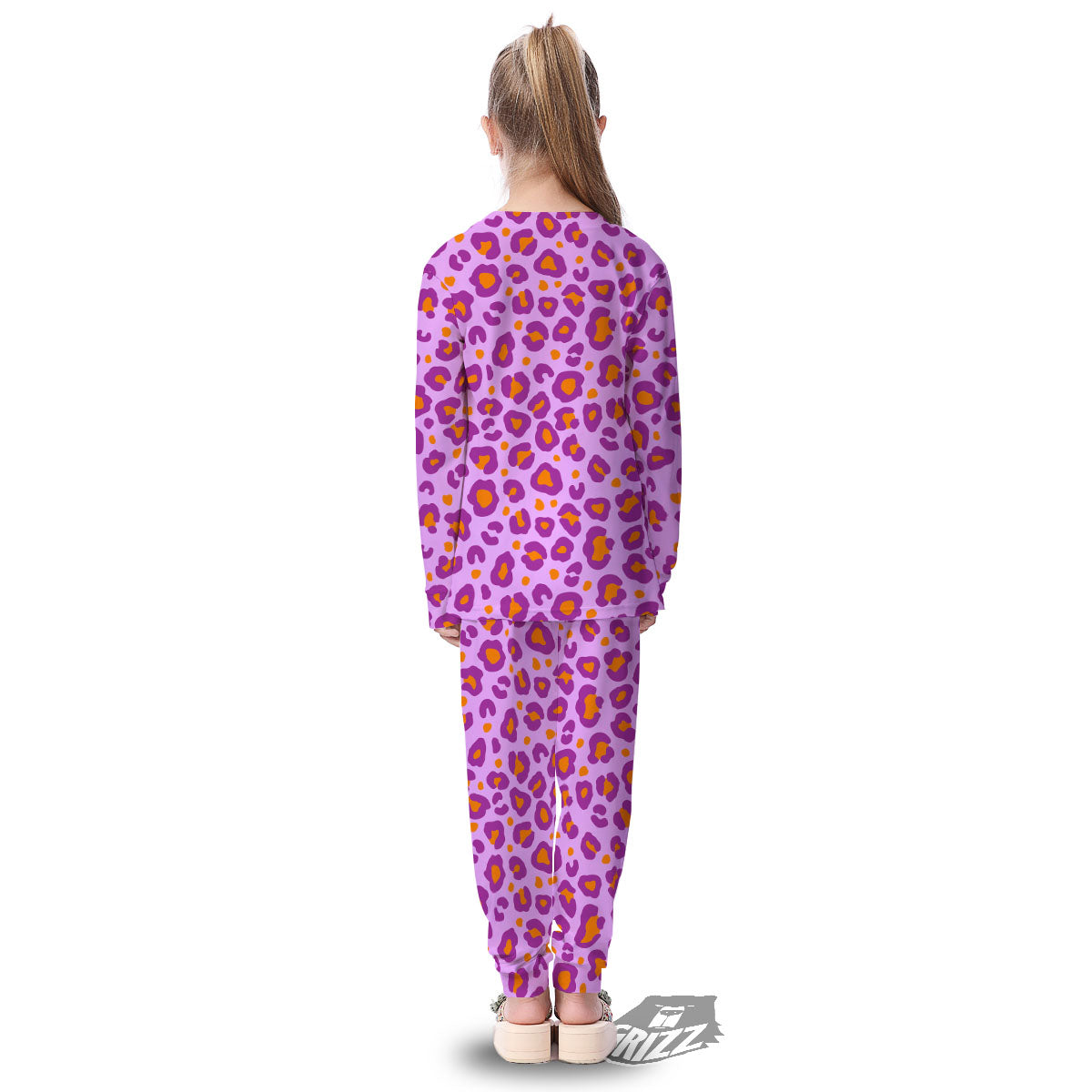 Leopard Purple And Orange Print Kid's Pajamas-grizzshop